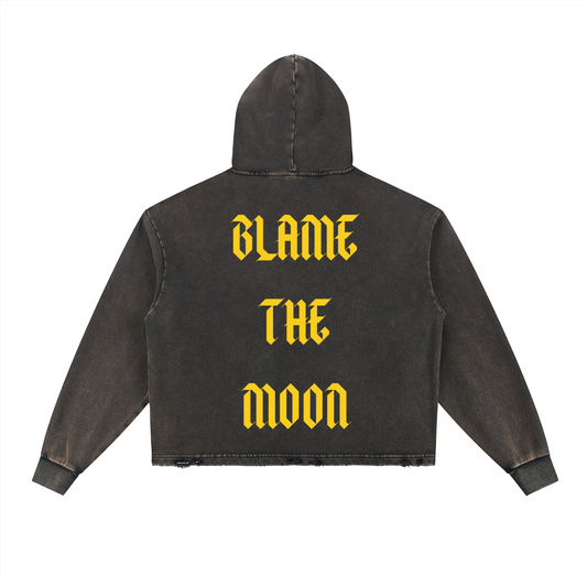 Vintage Washed Frayed-Hem Hoodie